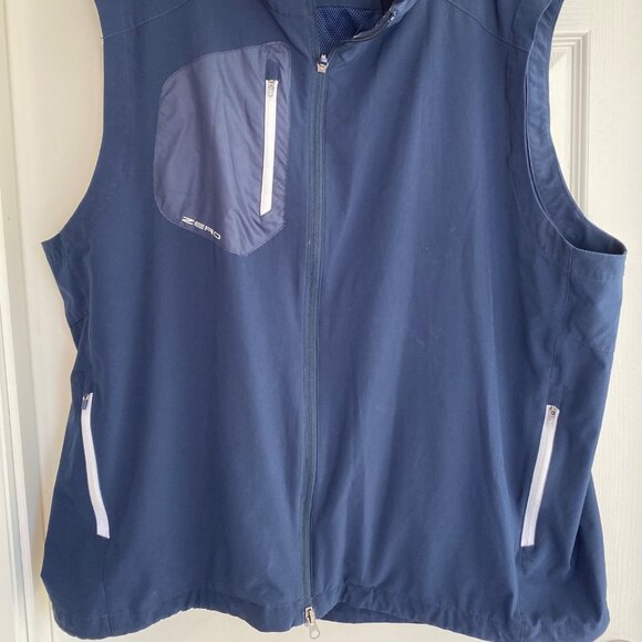 Zero Restriction Mens Navy Blue Sleeveless Vest XXL Activewear With Zipper Pocke - Picture 2 of 8